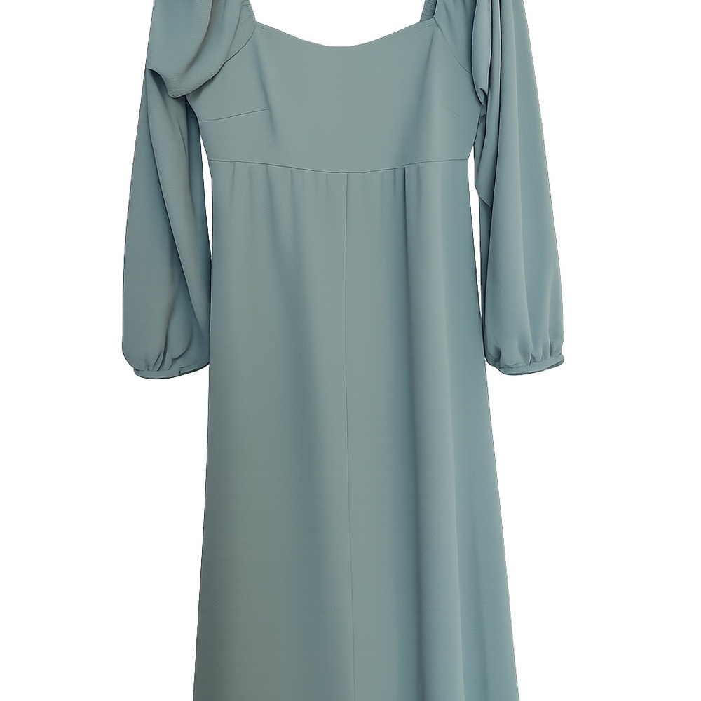 Maison Jules Sage Green Empire Waist Long Sleeve Midi Dress Sz M NWT